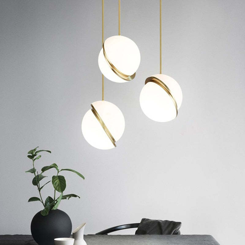 Valentina Simple Pendant Light, Gold & White - Lamp Copper