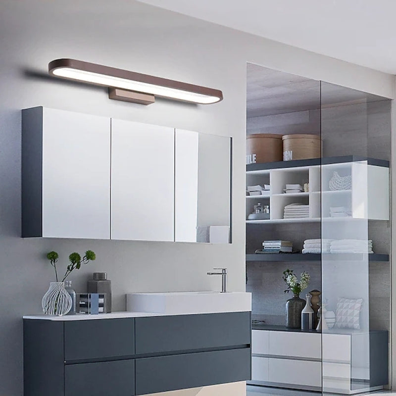 Luxa Modern Metal Wall Lamp Mirror Front, Curved, Black/Coffee - Lamp Copper