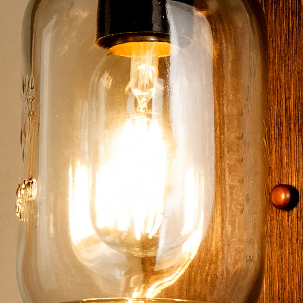 Epoch Vintage Jar Shape Wood Metal Wall Lamp - Lamp Copper