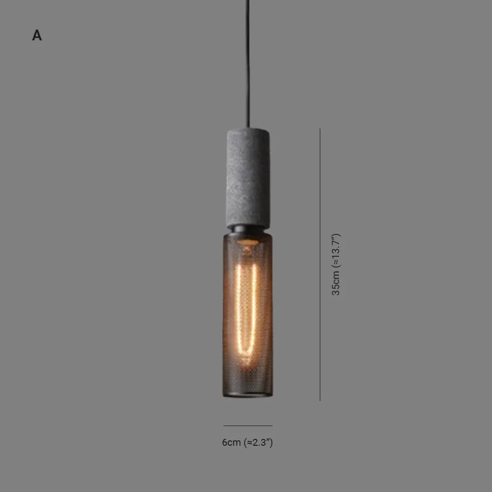 Xenith Industrial Cylindrical Pendant Light, Cement/Metal - Lamp Copper