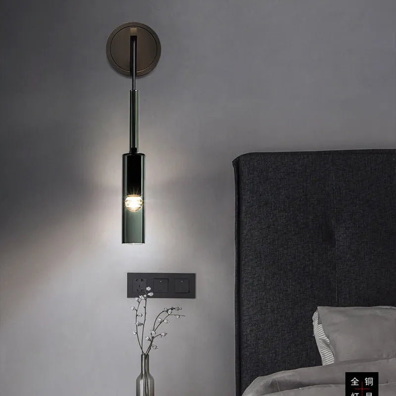 Zeyro Modern Black Glass Streamlined Pendant light/Wall Lamp - Lamp Copper