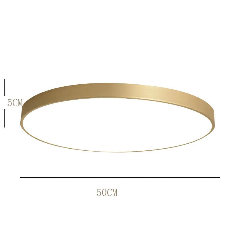 Arisha Nordic LED Gold Round Ceiling Light, Metal & Acrylic - Lamp Copper