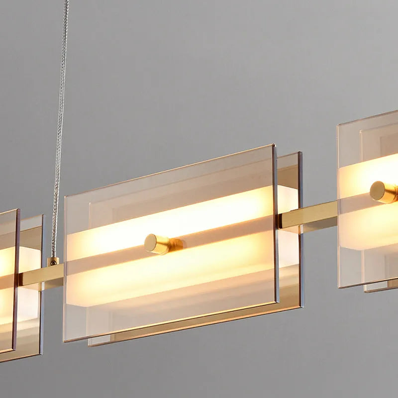Arisha Modern Nordic Linear Copper/Glass Pendant Light, Brass/Black - Lamp Copper