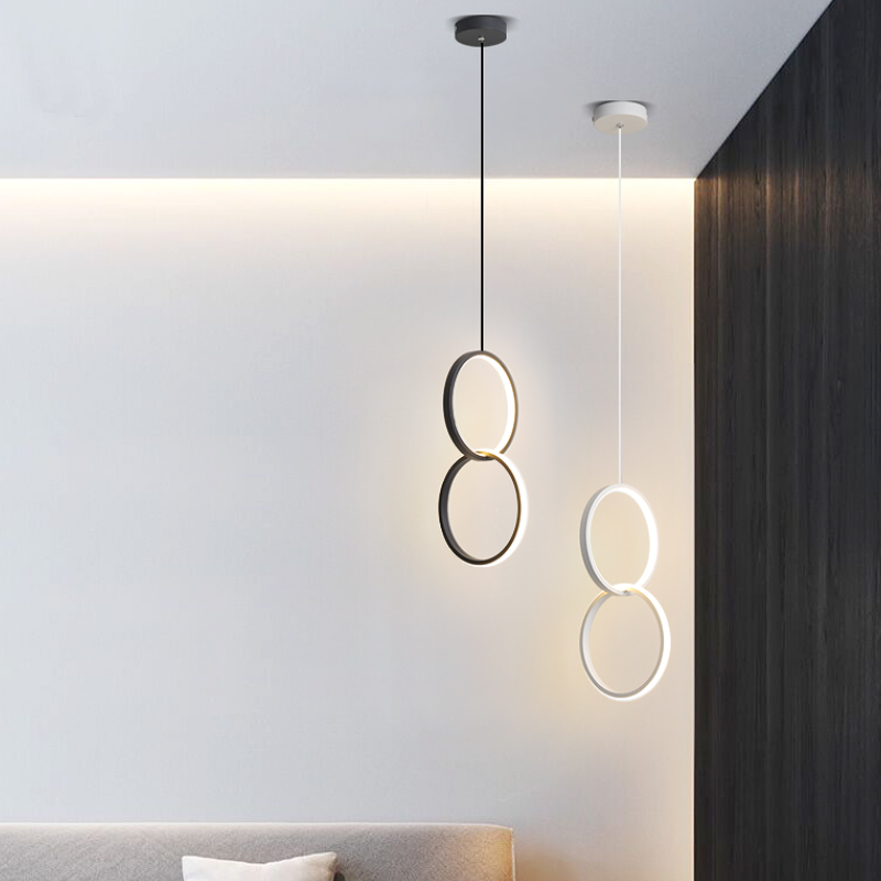 Doria Modern LED Pendant Light Black/White Metal Living Room - Lamp Copper