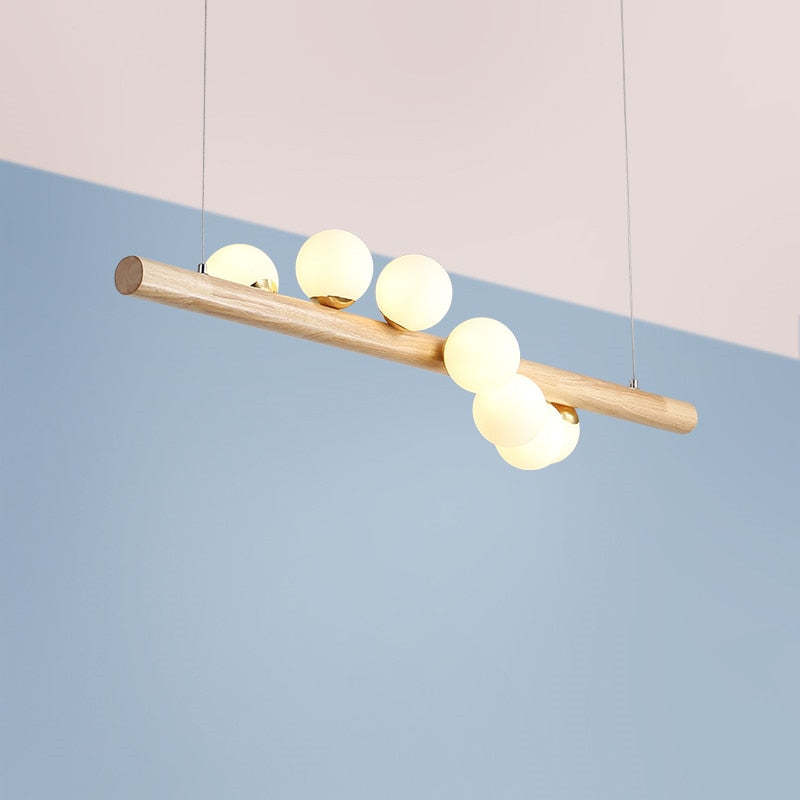 Valentina Glass Bubble Pendant Light Wood/Walnut - Lamp Copper