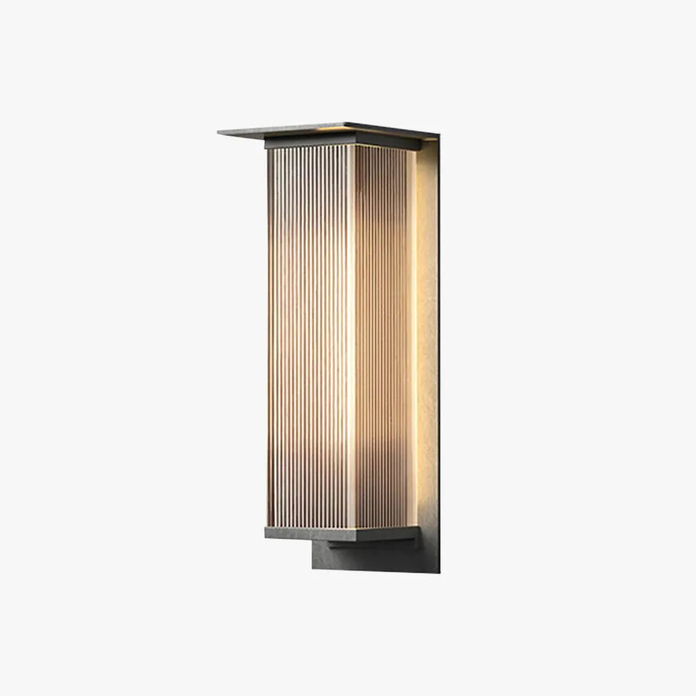 Ray Modern Rectangular Metal Outdoor Wall Lamp, Black - Lamp Copper