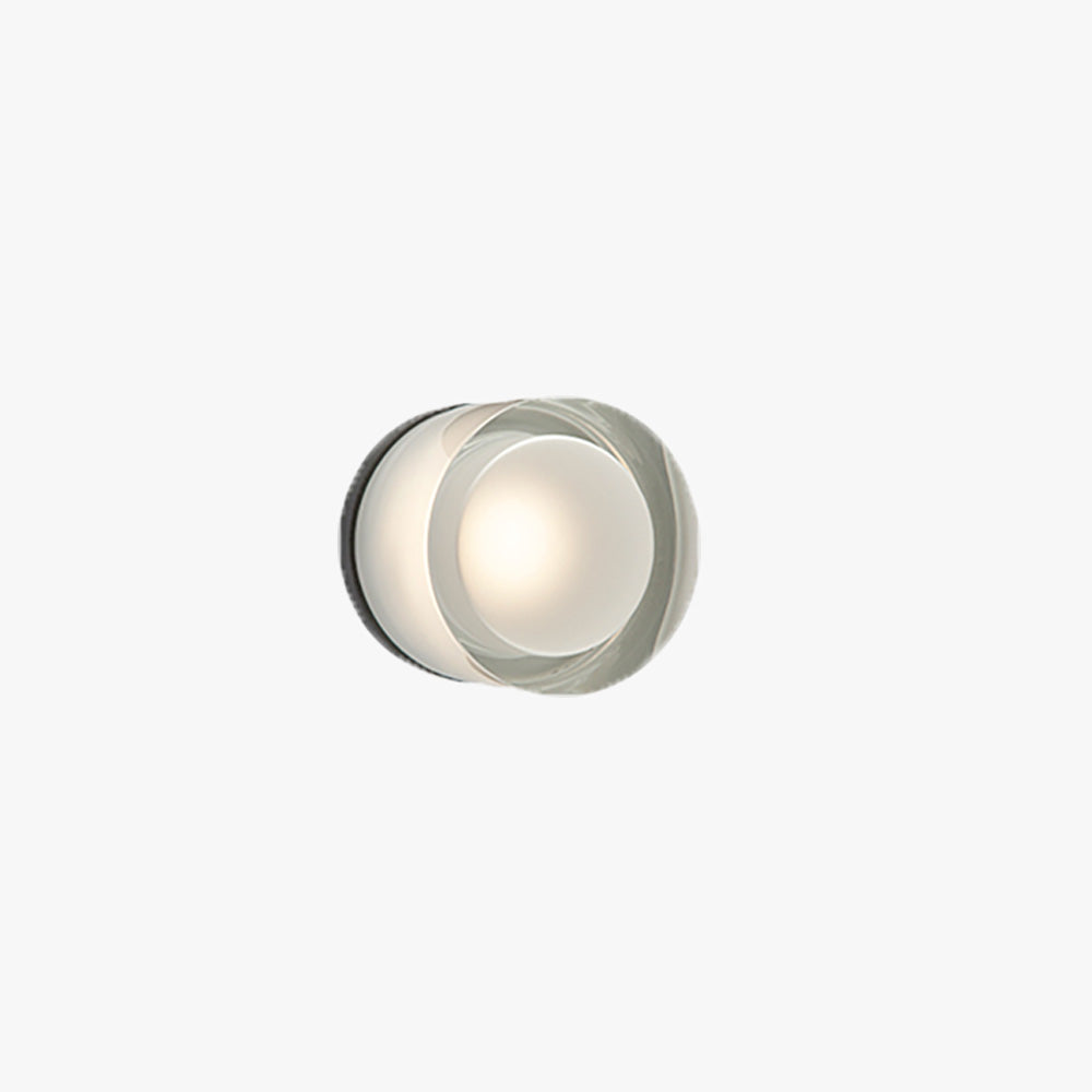 Ray Modern Mini Drum Metal/Acrylic Outdoor Wall Lamp, Transparent - Lamp Copper