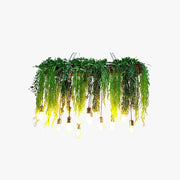 Ritta Natural Decorative Rectangular Plant Metal Pendant Light Green - Lamp Copper
