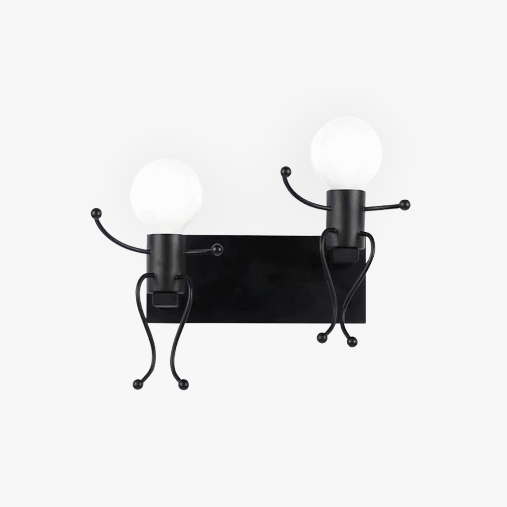 Arisha Modern Decorative Man Metal Wall Lamp, White/Black - Lamp Copper