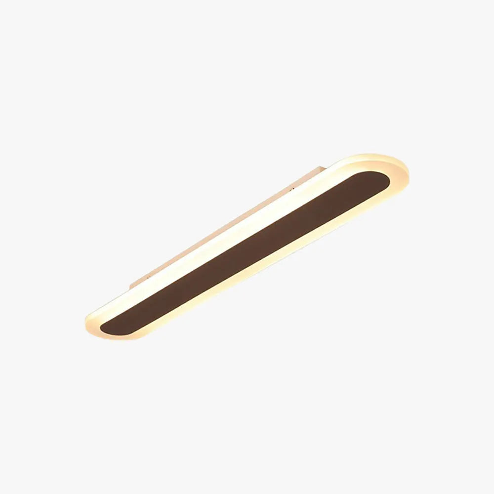 Arisha Minimalist Oval Linear Flush Mount Ceiling Light, White/Coffee - Lamp Copper