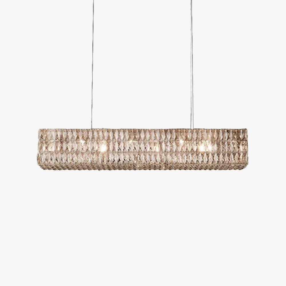 Kristy Rectangular Luxury Crystal Chandelier, 2 Colour - Lamp Copper