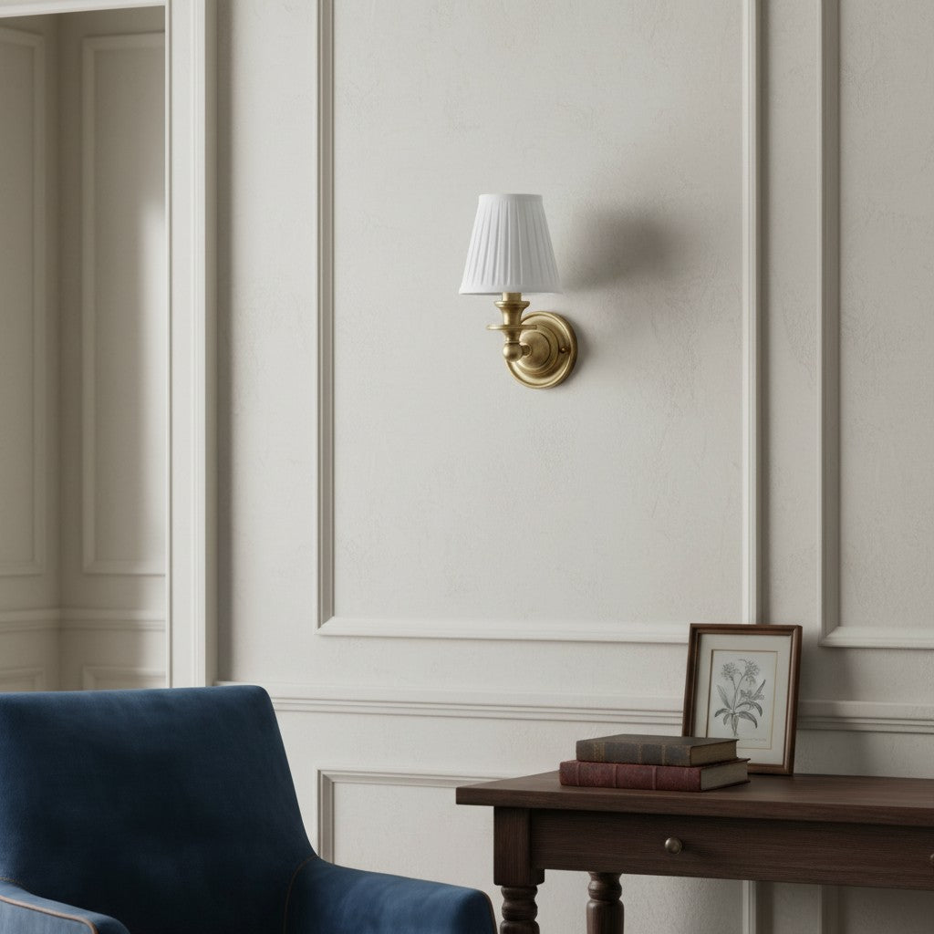 Elite White Fabric Wall Sconce Contemporary Bathrooms