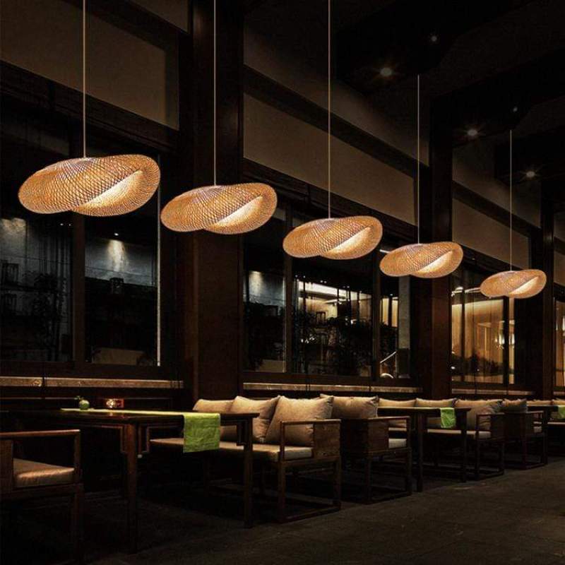 Rinwa Natural Pendant Light for Dining Room/Kitchen Island, Bamboo - Lamp Copper