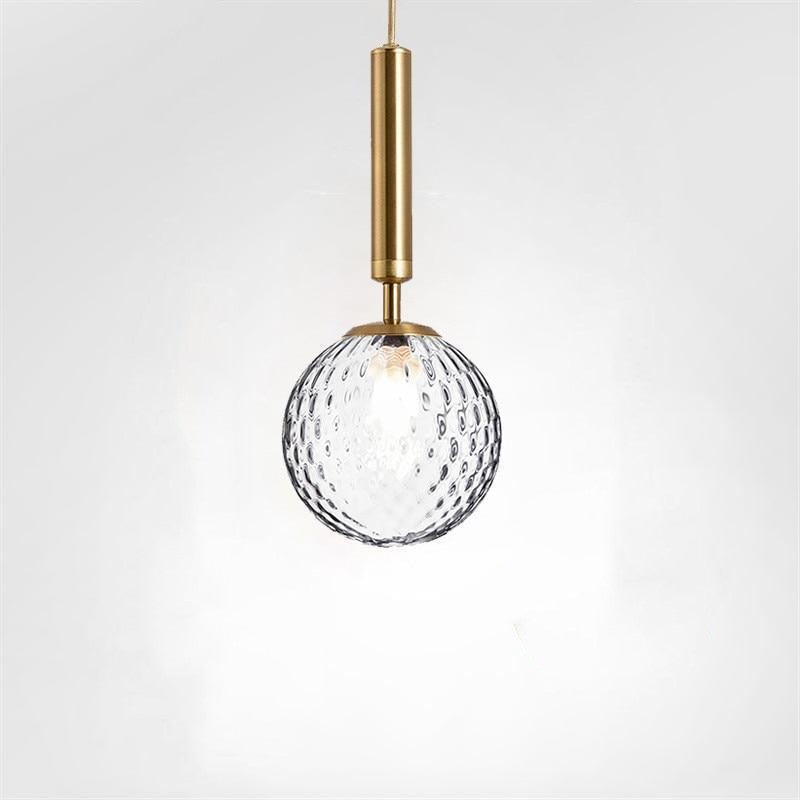 Valentina Modern Glass Ball Pendant Light, White/Clear - Lamp Copper