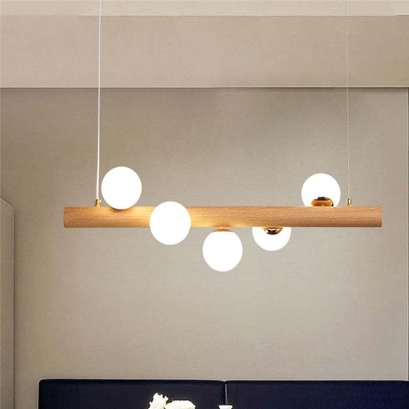 Valentina Glass Bubble Pendant Light Wood/Walnut - Lamp Copper