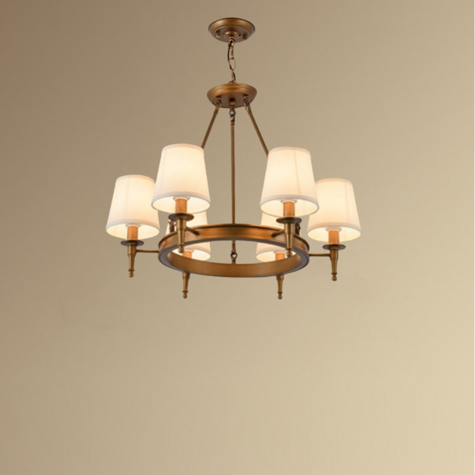Silva vintage Ring Metal/Fabric Chandelier, Black/Copper - Lamp Copper