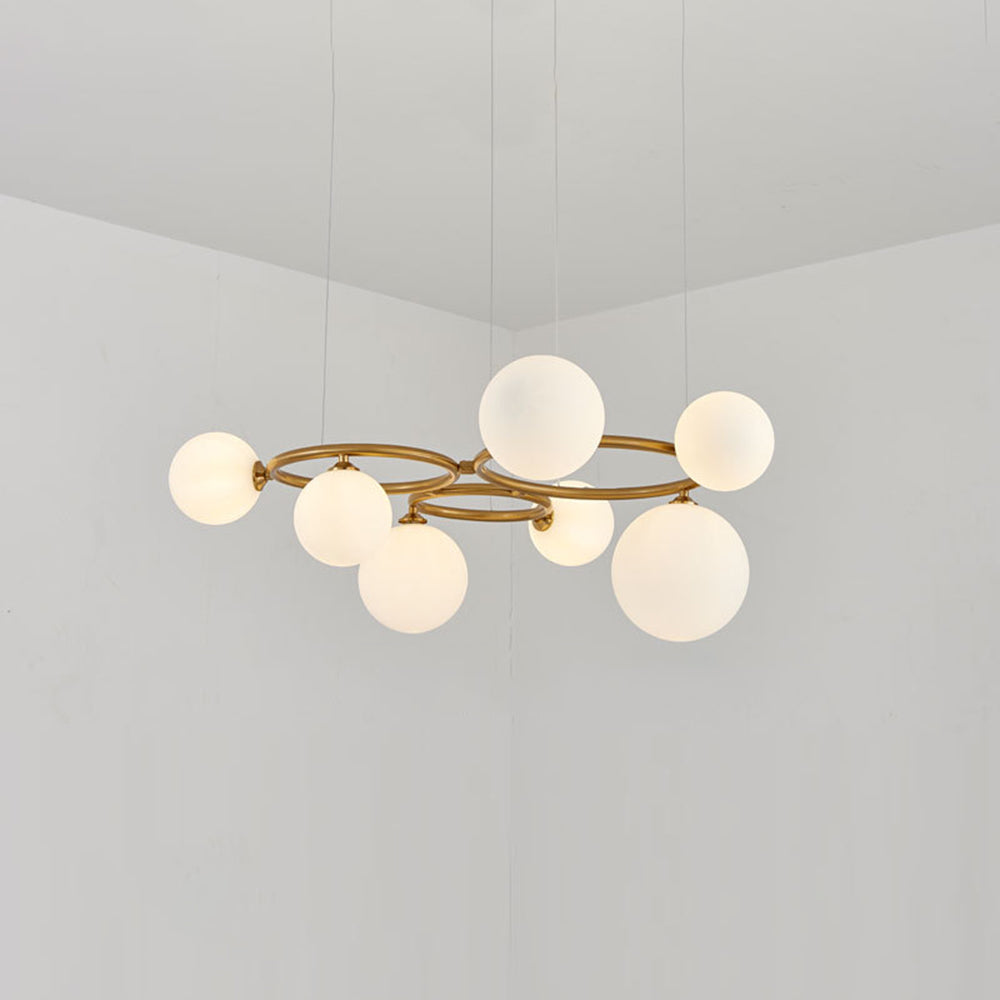 Valentina Modern Designe Wave Metal/Glass Pendant Light, White/Gold - Lamp Copper