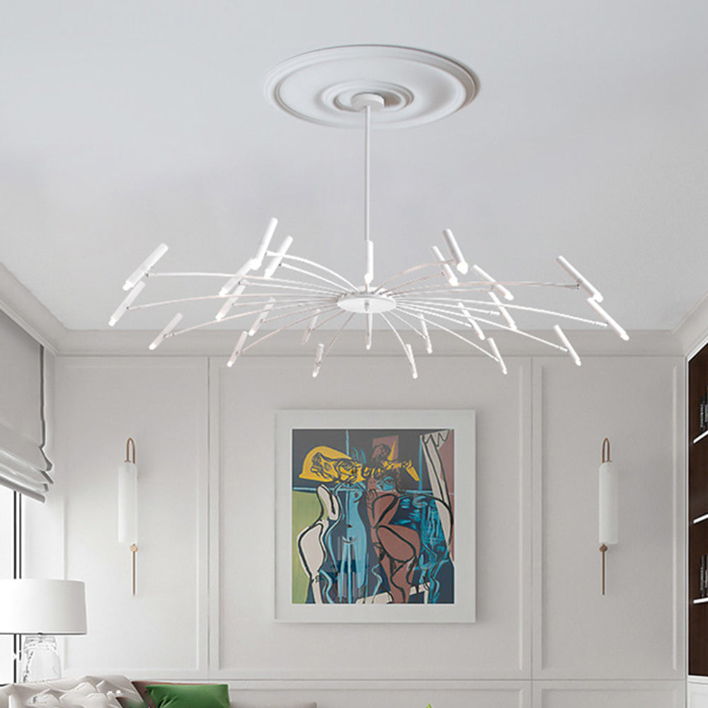 Arisha Modern Blown Linear Metal Multi-heads Chandelier - Lamp Copper