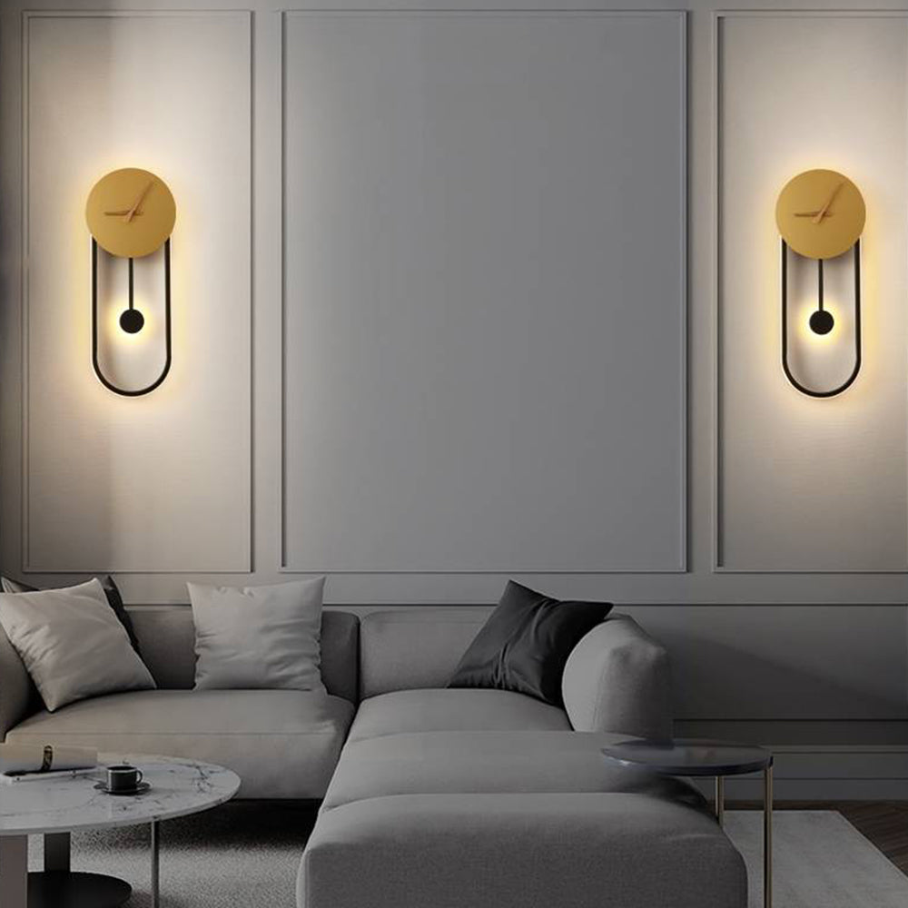 Arisha Nordic Clock Wall Lamp, Gold & Black - Lamp Copper