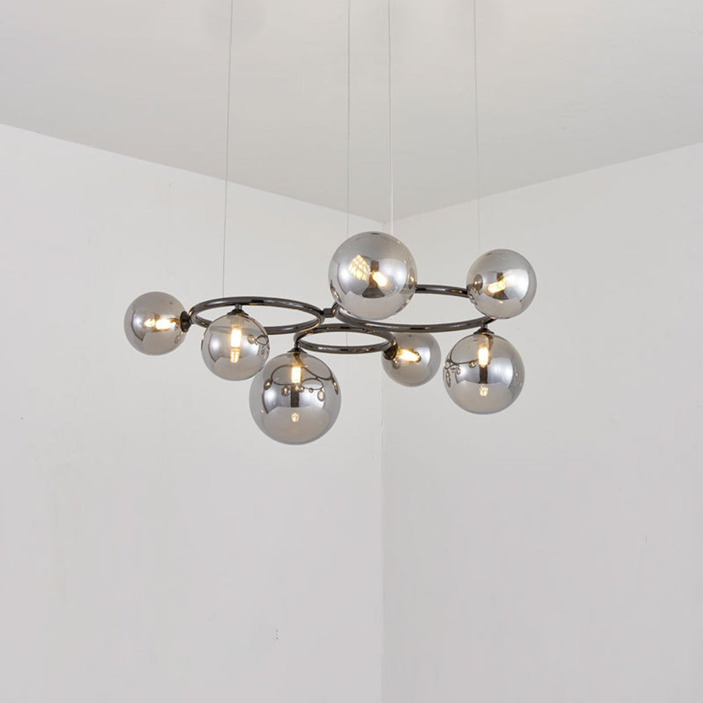 Valentina Modern Designe Wave Metal/Glass Pendant Light, White/Gold - Lamp Copper