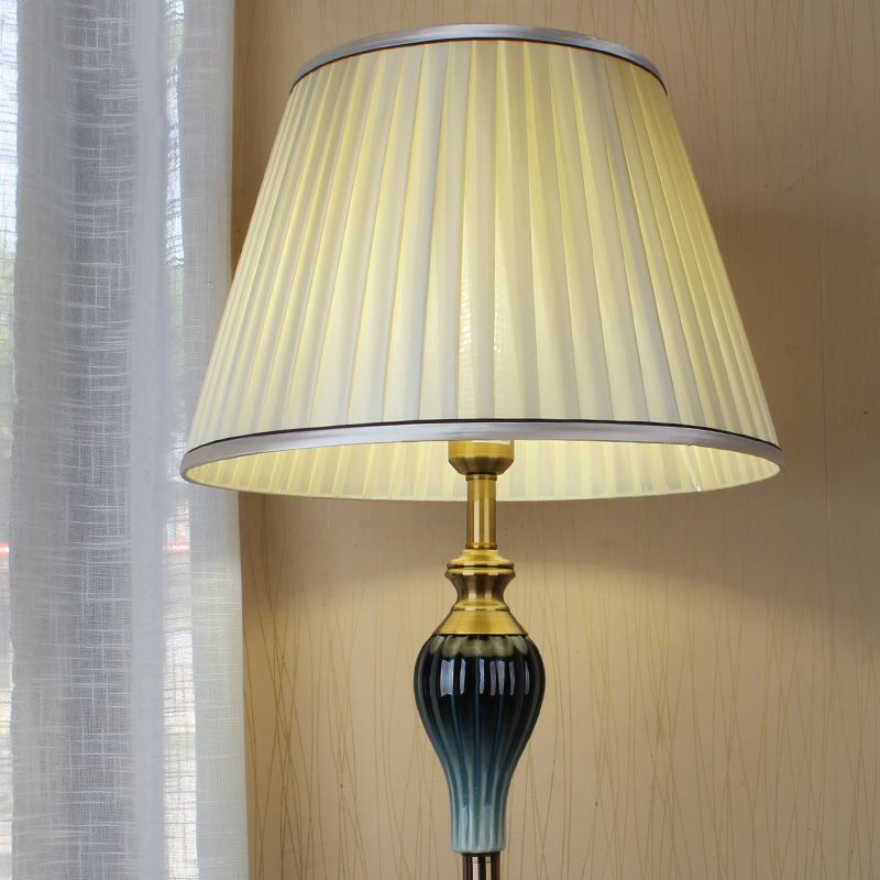 Eryn Antique Floor Lamp, Multi Colors, Metal/Fabric, Bedroom - Lamp Copper