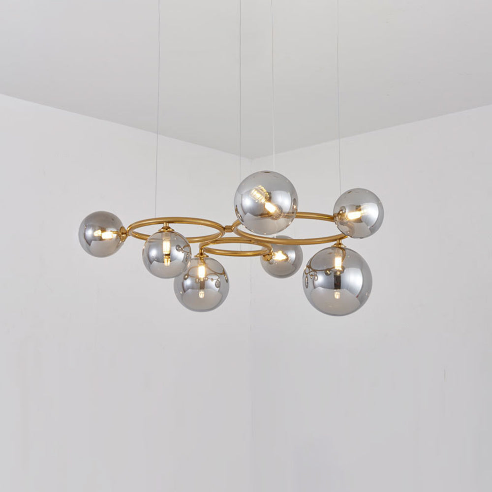 Valentina Modern Designe Wave Metal/Glass Pendant Light, White/Gold - Lamp Copper
