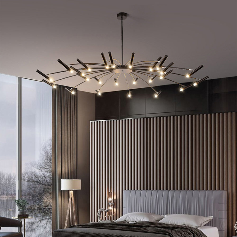 Arisha Modern Blown Linear Metal Multi-heads Chandelier - Lamp Copper