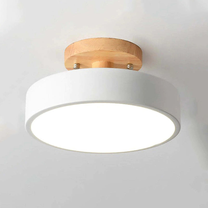 Orya Round LED Flush Mount Ceiling Light Modern Wood Colorful - Lamp Copper