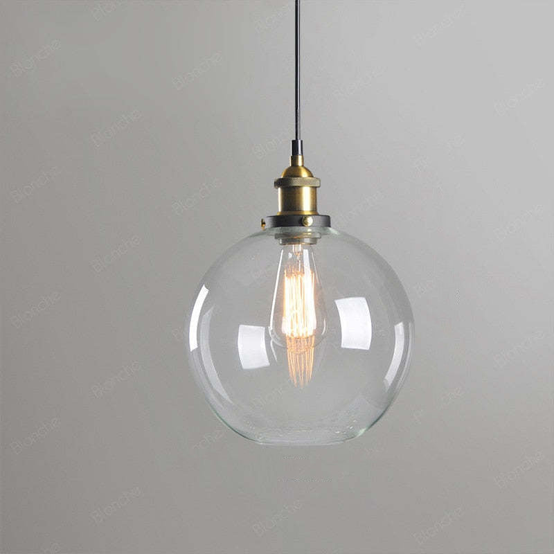 June Industrial Glass Pendant Light Clear/Amber/Smoke Grey - Lamp Copper
