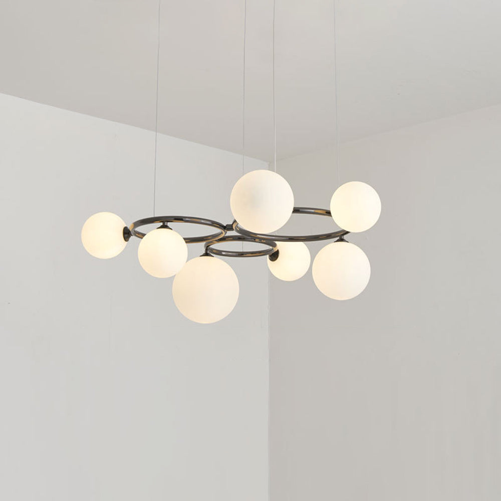 Valentina Modern Designe Wave Metal/Glass Pendant Light, White/Gold - Lamp Copper