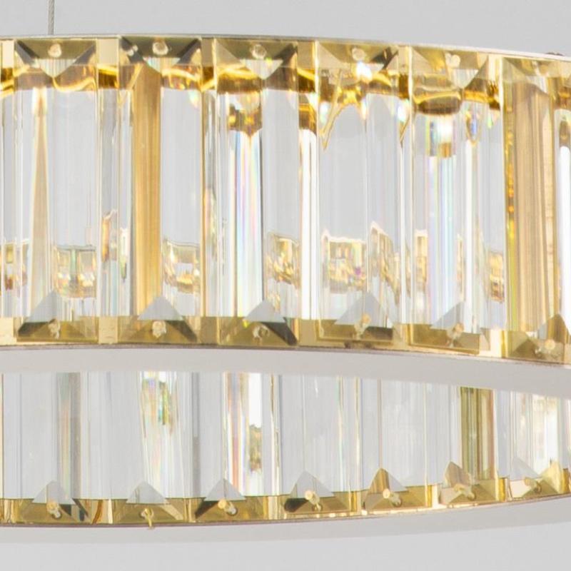 Kristy Elegant Round Crystal Chandelier, Clear - Lamp Copper