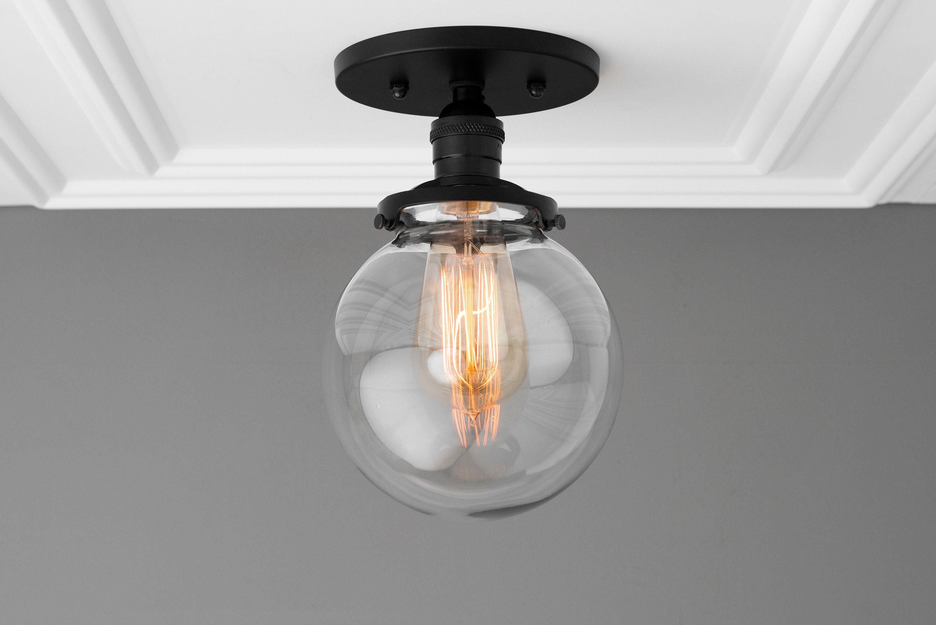 Pearl  Clear Glass Retro Globe Ceiling Light Bedroom