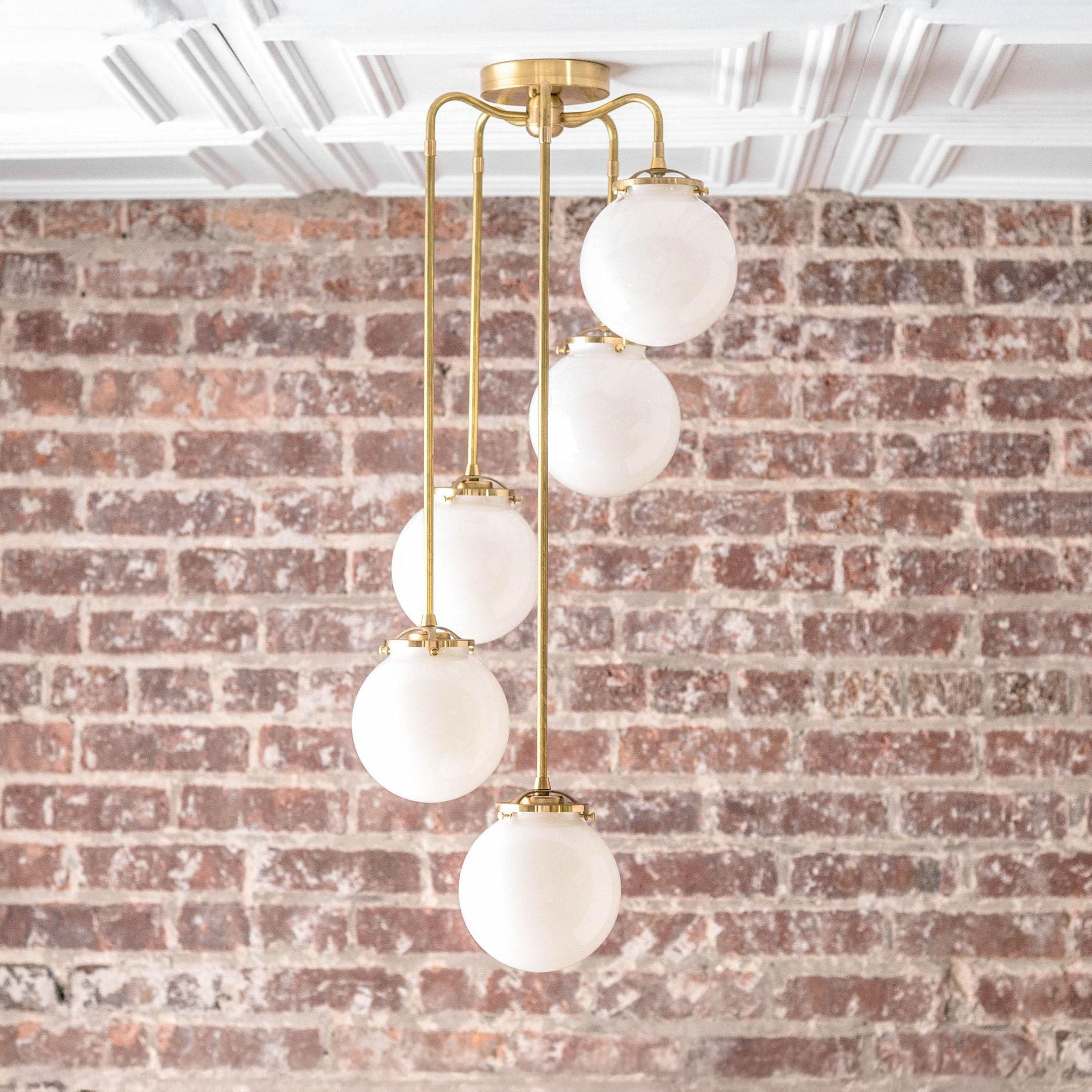 Pearl Glass Brass Chandelier