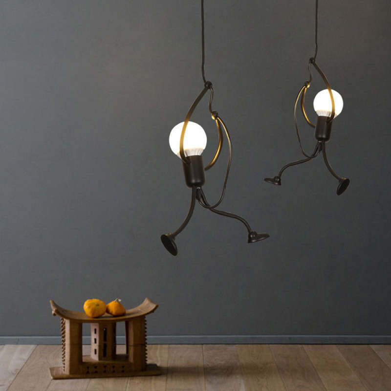 Miro Retro Modern Iron Man Pendant Light, Black - Lamp Copper