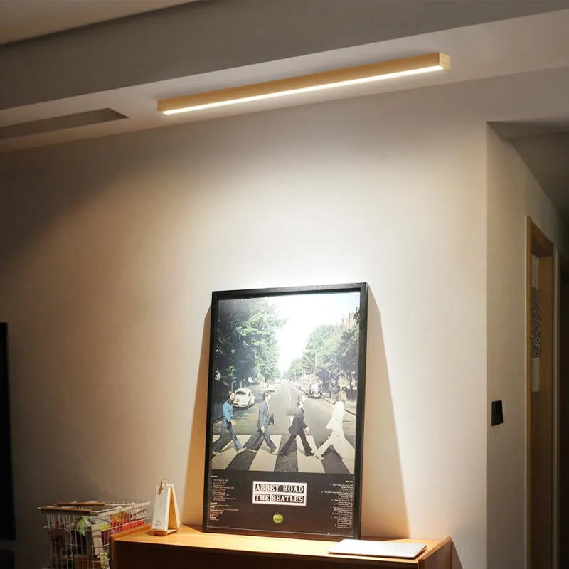 Arisha Linear Slim Ceiling Light, Wood - Lamp Copper