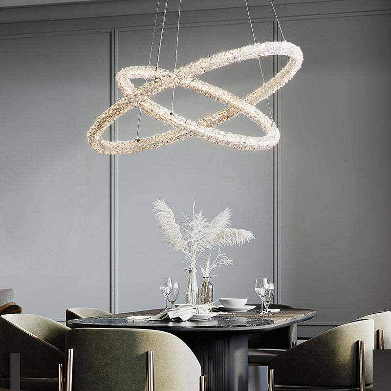 Kristy Art Deco Chandelier, Metal & Crystal, 1/2/3 Ring - Lamp Copper