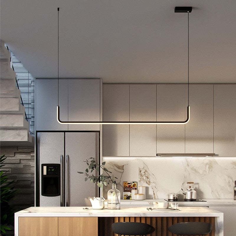 Clen Modern Linear Pendant Light Double Frame, Black/Gold - Lamp Copper