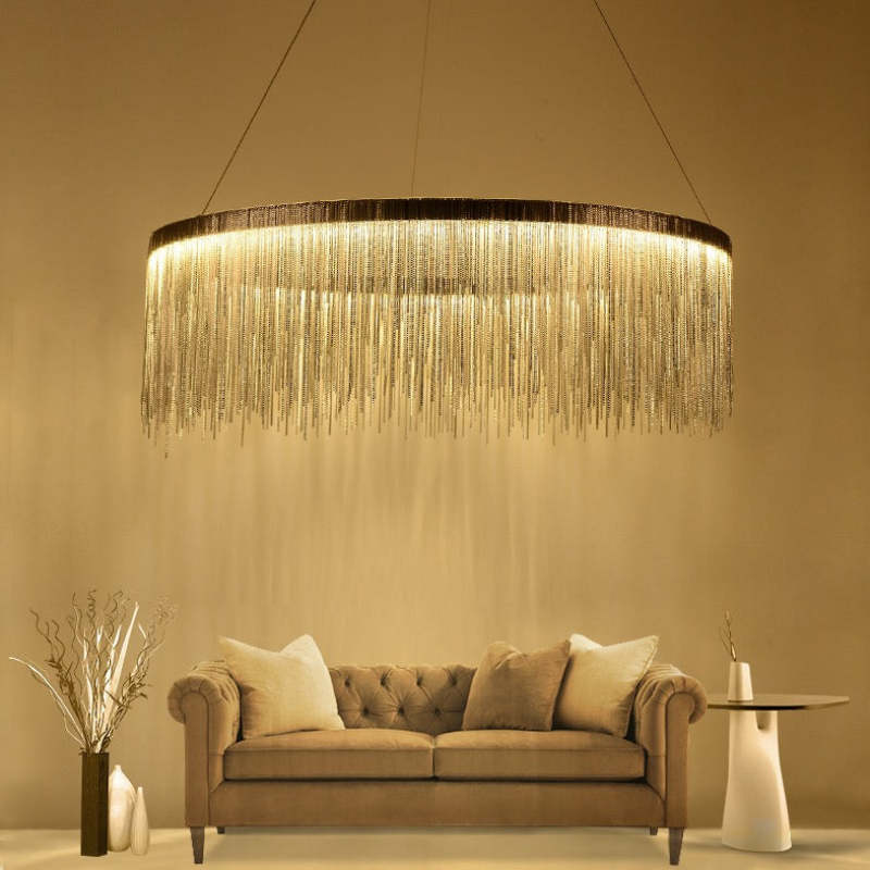 Arisha Tassel Chain Art Deco Pendant Light Silver/Gold Living Room/Hall - Lamp Copper