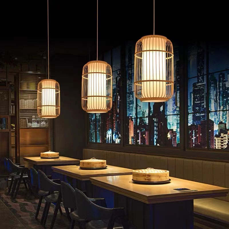 Kuro Hand-Woven Knitted Rattan Bamboo Vintage Pendant Light - Lamp Copper