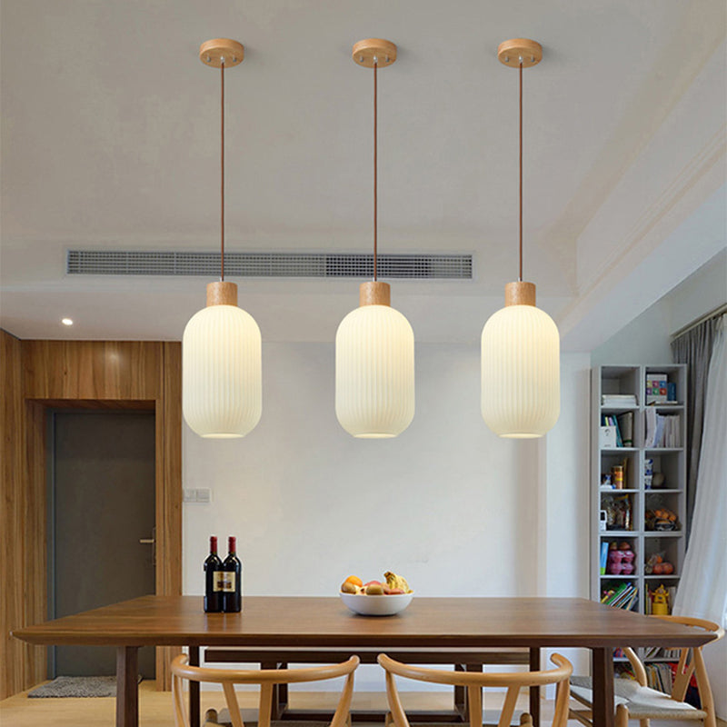 Muto Modern Wood/Glass Pendant Light, White - Lamp Copper