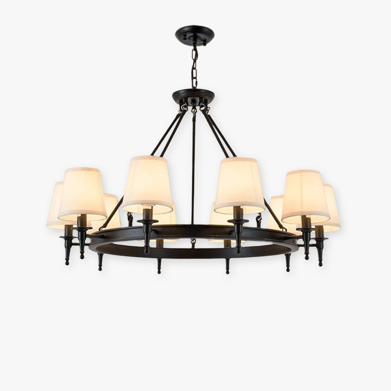 Silva vintage Ring Metal/Fabric Chandelier, Black/Copper - Lamp Copper