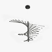 Arisha Modern Chandelier Rotating Fireworks, Black/Gold, Living Room/Art Gallery - Lamp Copper
