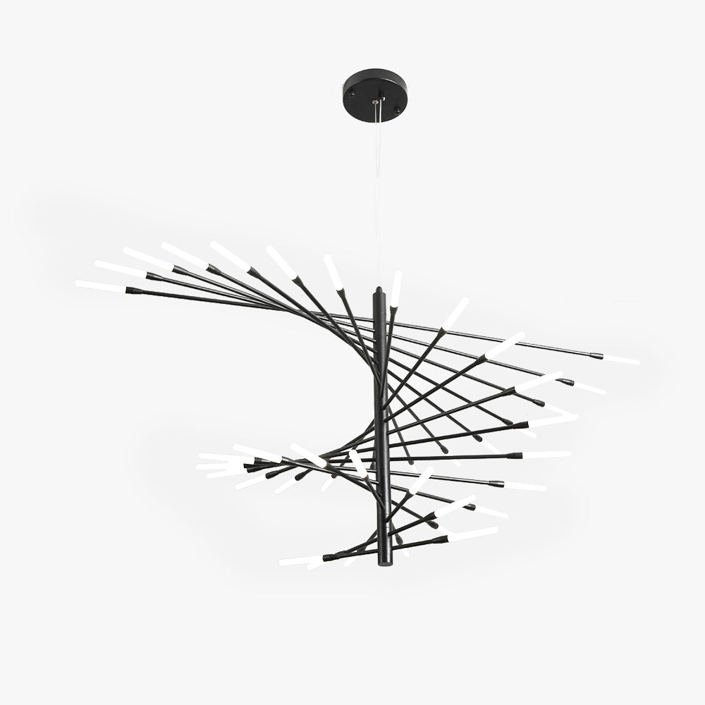 Arisha Modern Chandelier Rotating Fireworks, Black/Gold, Living Room/Art Gallery - Lamp Copper