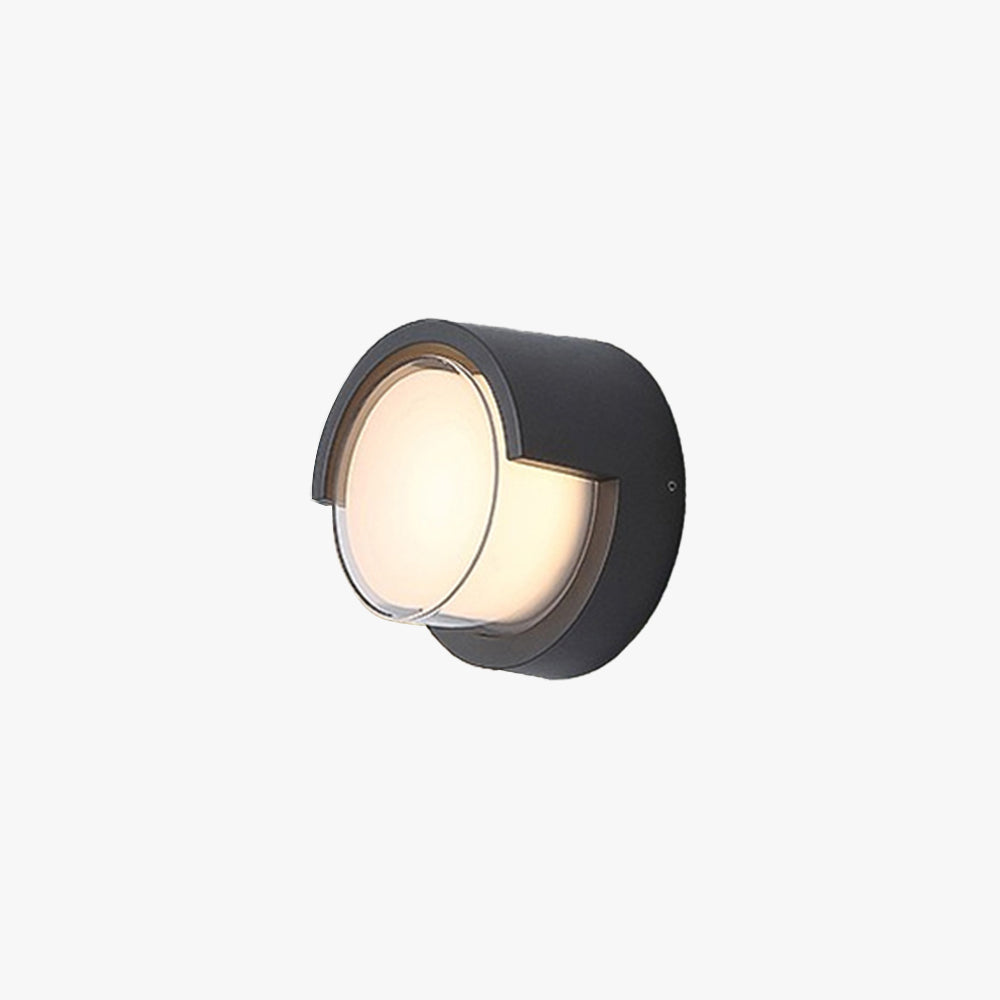 Ray Modern Round/Rectangular Metal/Acrylic Outdoor Wall Lamp, Black - Lamp Copper