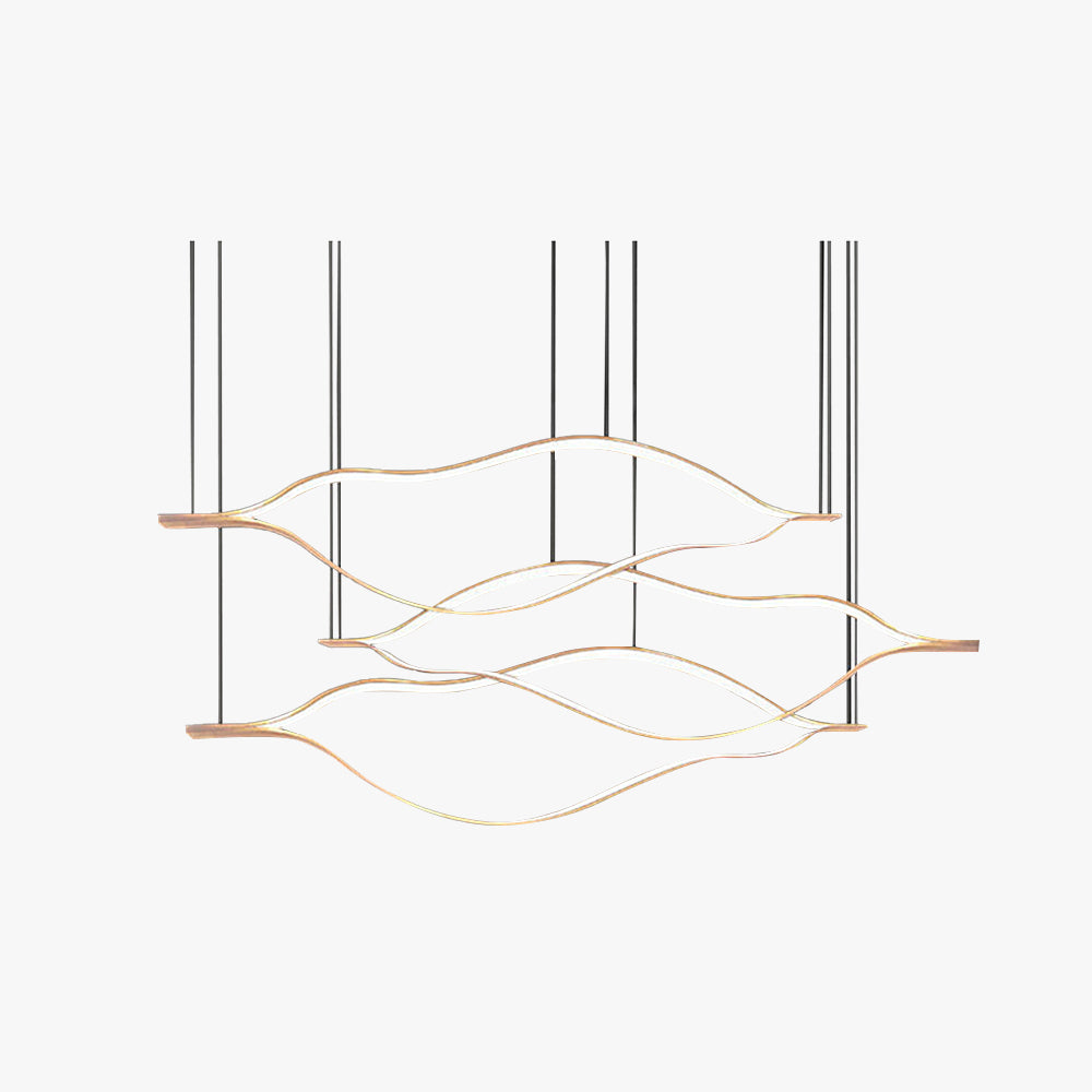 Arisha LED Linear Minimalist Wave Golden Leaf Shaped Pendant Light - Lamp Copper