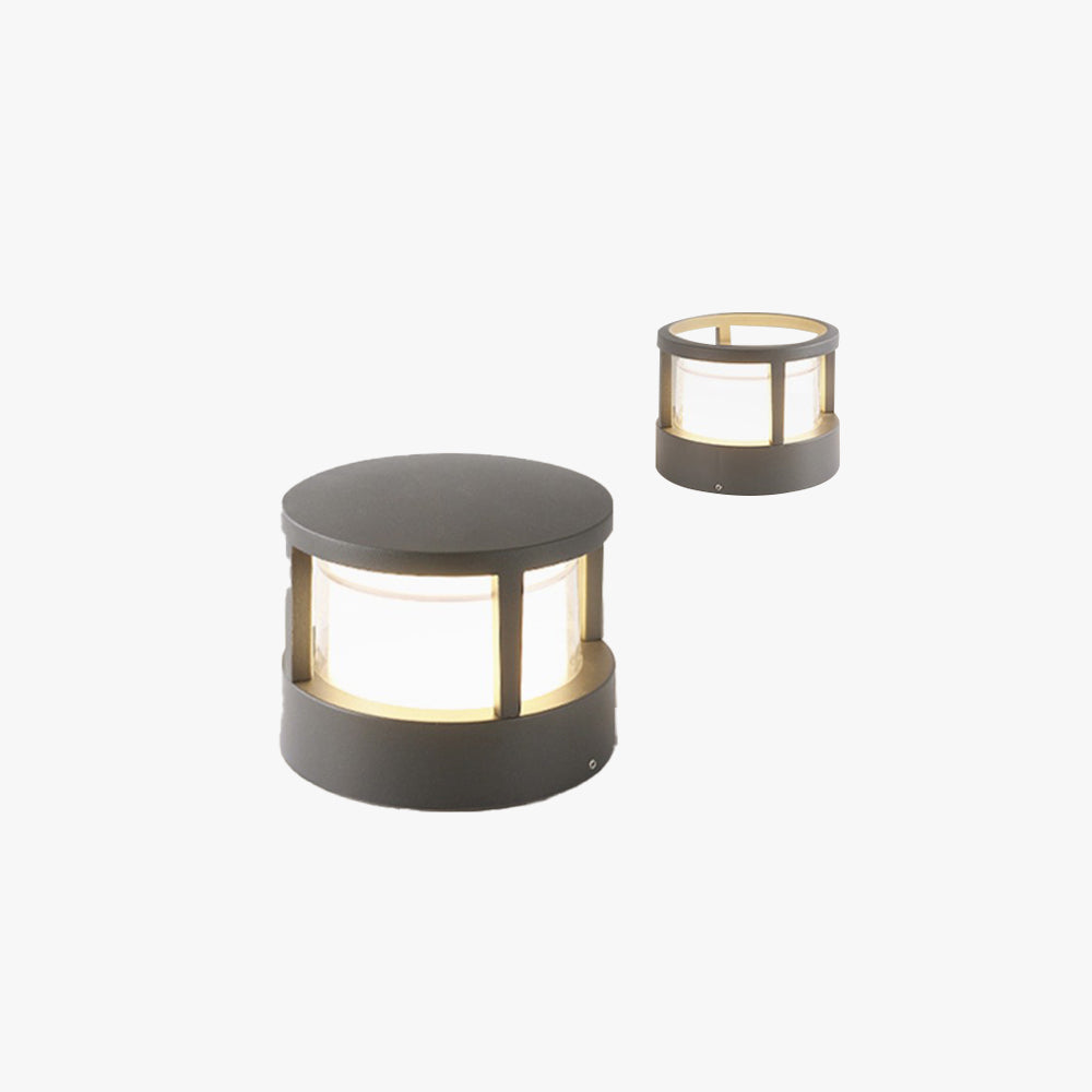 Zyra Modern Metal Cylindrical Outdoor Bollard Light, Black - Lamp Copper