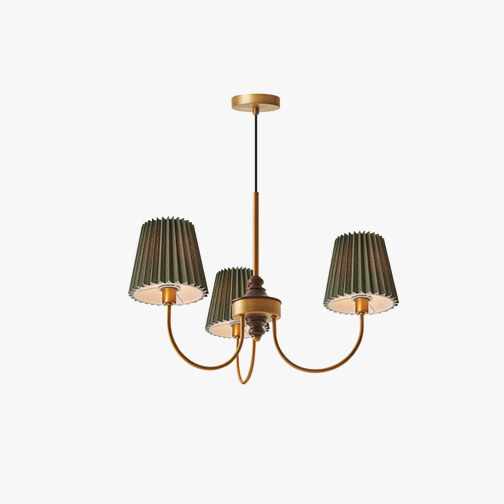 Silva Modern Retro Fabric Chandelier, White/Green - Lamp Copper