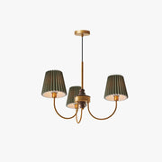 Silva Modern Retro Fabric Chandelier, White/Green - Lamp Copper