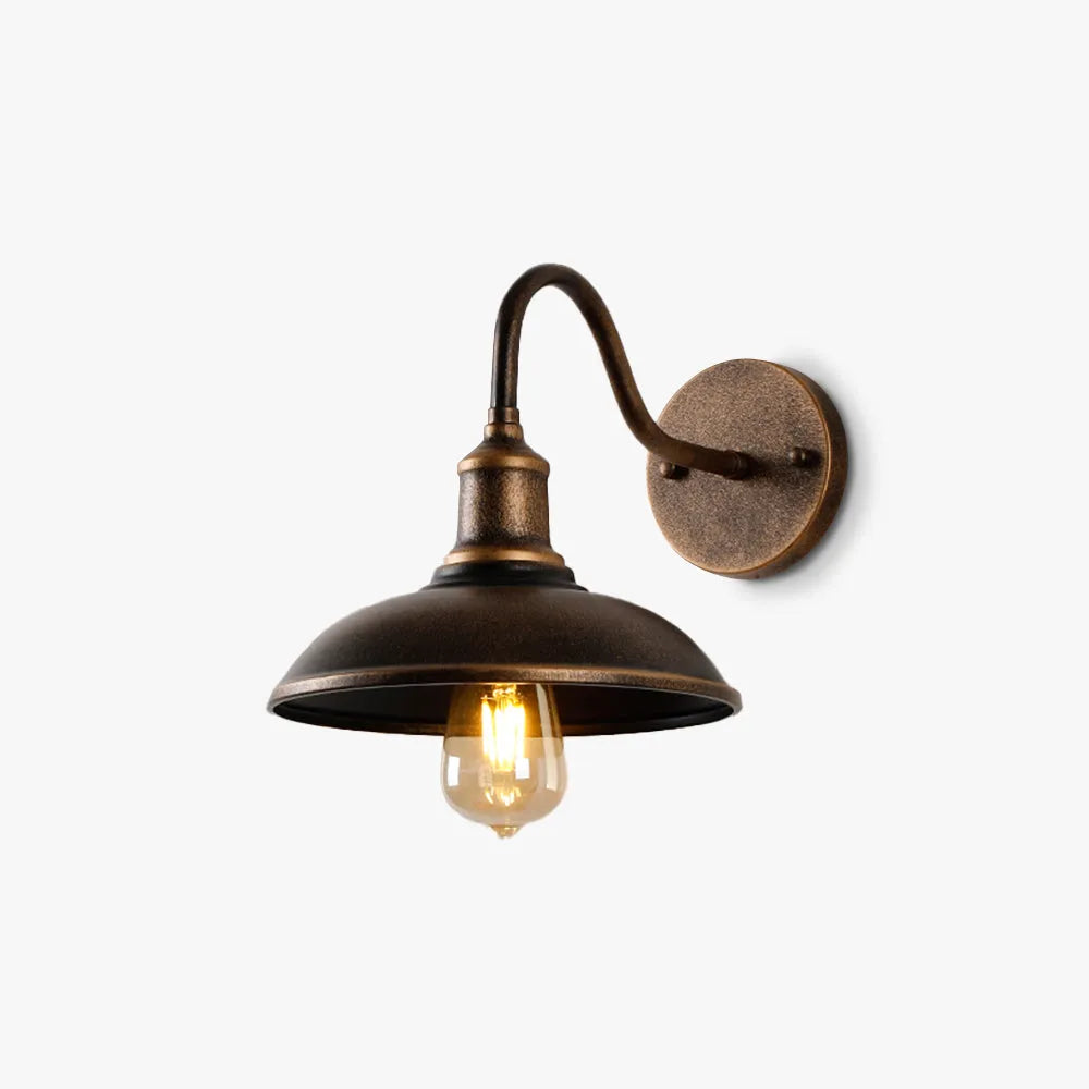Ray Rustic Bowl Shaped Metal Wall Lamp, Antique Brass - Lamp Copper