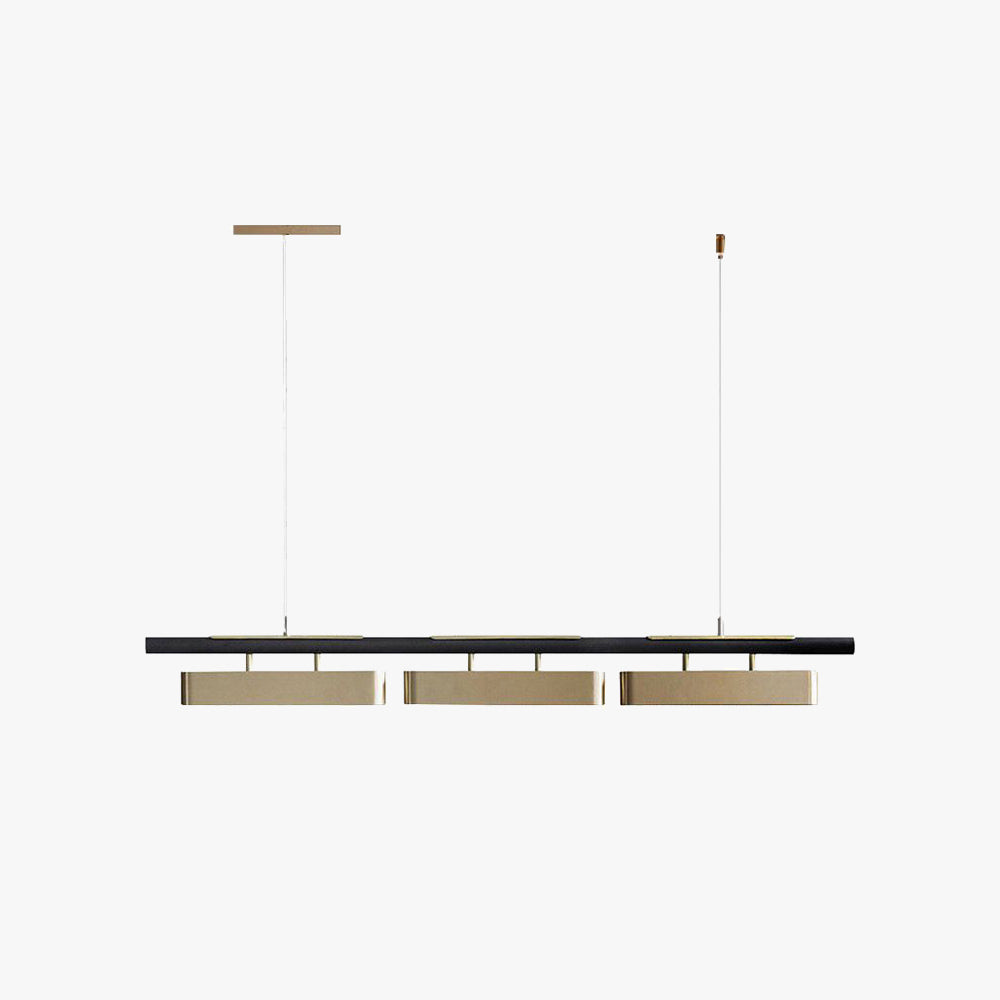 Arisha Pendant Light Rectangular Modern, Metal, Black/Brass, Office - Lamp Copper